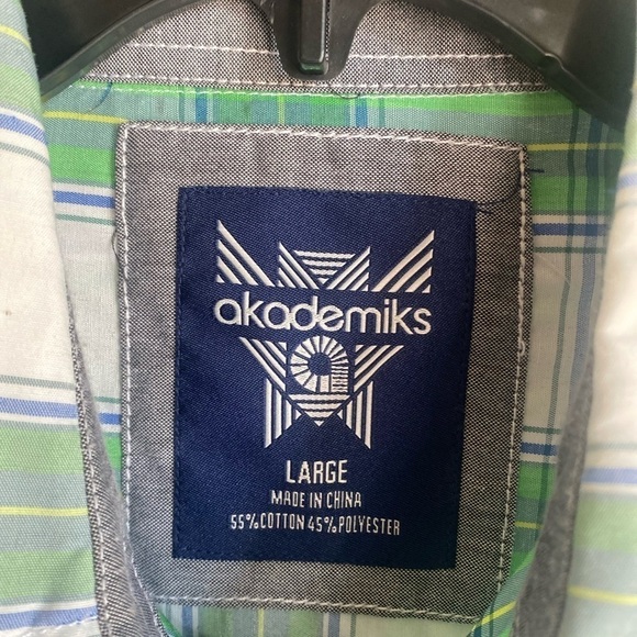 Akademiks Long Sleeve Button Down Long Sleeve Green Size Large Checker 90s - Picture 5 of 6
